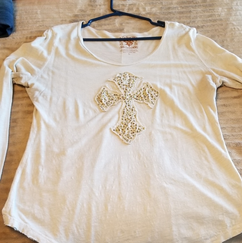 Buckle cream long sleeved top